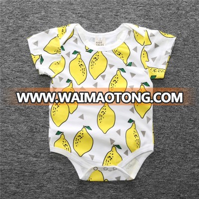 Sweet Fruits Short Sleeve Bodysuit Plain Baby Romper With O-neck