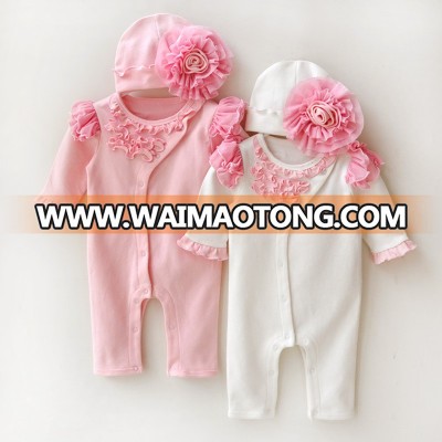 New Product Baby Girl Romper Beautiful Long Sleeve Ruffle Flower Romper